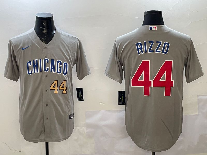 Men Chicago Cubs #44 Rizzo Grey Game 2025 Nike MLB Jersey style 3